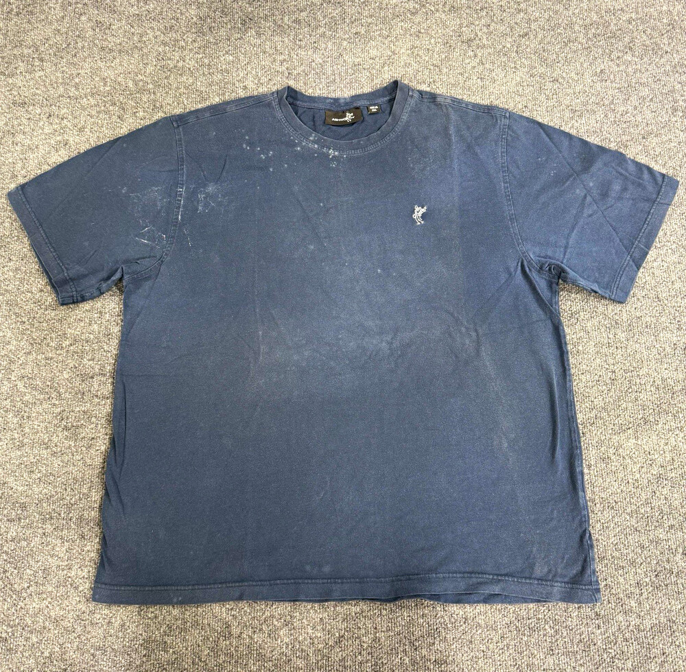Ashworth Mens 2XL Navy Blue Golf T Shirt Embroidered Logo Distressed Faded